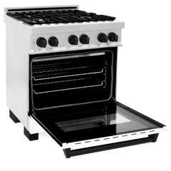 ZLINE Autograph Edition 30" 4.0 cu. ft. Dual Fuel Range with Gas Stove and Electric Oven in DuraSnow® Stainless Steel with White Matte Door and Accents - RASZ-WM-30