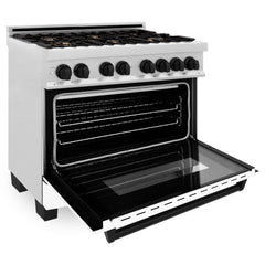 ZLINE Autograph Edition 36" 4.6 cu. ft. Dual Fuel Range with Gas Stove and Electric Oven in DuraSnow® Stainless Steel with White Matte Door and Accents - RASZ-WM-36