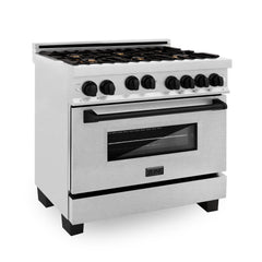 ZLINE Autograph Edition 36" 4.6 cu. ft. Range with Gas Stove and Gas Oven in DuraSnow® Stainless Steel with Accents - RGSZ-SN-36