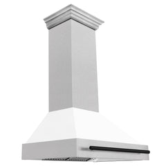 ZLINE 36" Autograph Edition DuraSnow® Stainless Steel Range Hood with White Matte Shell and Handle - 8654SNZ-WM36