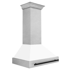 ZLINE 36" Autograph Edition DuraSnow® Stainless Steel Range Hood with White Matte Shell and Handle - 8654SNZ-WM36