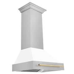 ZLINE 30" Autograph Edition DuraSnow® Stainless Steel Range Hood with White Matte Shell and Handle - 8654SNZ-WM30