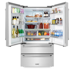 ZLINE 36-Inch 22.5 cu. ft Freestanding French Door Refrigerator with Ice Maker and Water Filter in Fingerprint Resistant Stainless Steel - RFM-WF-36
