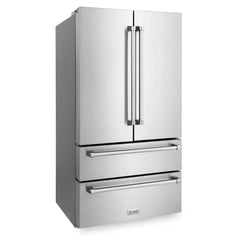 ZLINE 36-Inch 22.5 cu. ft Freestanding French Door Refrigerator with Ice Maker and Water Filter in Fingerprint Resistant Stainless Steel - RFM-WF-36