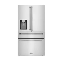 ZLINE 36-Inch 21.6 cu. ft. 4-Door French Door Refrigerator with Water and Ice Dispenser and Water Filter in Fingerprint Resistant Stainless Steel - RFM-W-WF-36