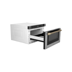 ZLINE Autograph Edition 24" 1.2 cu. ft. Built-in Microwave Drawer with a Traditional Handle in Stainless Steel and Accents - MWDZ-1-H
