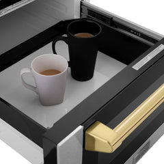 Zline Autograph Edition Microwave Drawer with Traditional Handle in DuraSnow and Gold - MWDZ-1-SS-H-G