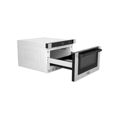 Zline Autograph Edition Microwave Drawer with Traditional Handle in DuraSnow and Matte Black - MWDZ-1-SS-H-MB