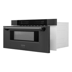 ZLINE 30" Microwave Drawer in Black Stainless Steel with Traditional Handle (MWD-30-BS)
