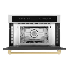 ZLINE Autograph Edition 30” 1.6 cu ft. Built-in Convection Microwave Oven in Stainless Steel and Champagne Bronze Accents (MWOZ-30-CB)