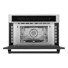 ZLINE Autograph Edition 30” 1.6 cu ft. Built-in Convection Microwave Oven in Stainless Steel and Matte Black Accents (MWOZ-30-MB)
