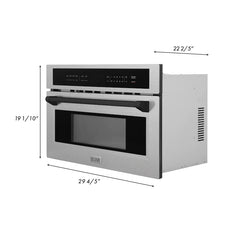 ZLINE Autograph Edition 30” 1.6 cu ft. Built-in Convection Microwave Oven in Fingerprint Resistant Stainless Steel and Matte Black Accents (MWOZ-30-SS-MB)