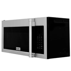 ZLINE 30-Inch 1.5 cu. ft. Over the Range Microwave in Stainless Steel with Traditional Handle and Set of 2 Charcoal Filters - MWO-OTRCFH-30