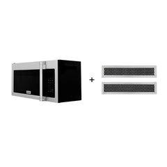 ZLINE 30-Inch 1.5 cu. ft. Over the Range Microwave in Fingerprint Resistant Stainless Steel with Traditional Handle and Set of 2 Charcoal Filters - MWO-OTRCFH-30-SS