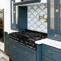 ZLINE 48" Porcelain Gas Stovetop in Black Stainless with 7 Gas Burners and Griddle - RTB-48