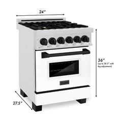 ZLINE Autograph Edition 24" 2.8 cu. ft. Dual Fuel Range with Gas Stove and Electric Oven in DuraSnow® Stainless Steel with White Matte Door and Accents - RASZ-WM-24
