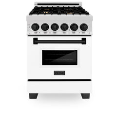 ZLINE Autograph Edition 24" 2.8 cu. ft. Dual Fuel Range with Gas Stove and Electric Oven in DuraSnow® Stainless Steel with White Matte Door and Accents - RASZ-WM-24