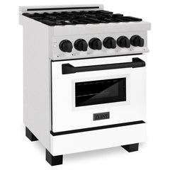 ZLINE Autograph Edition 24" 2.8 cu. ft. Dual Fuel Range with Gas Stove and Electric Oven in DuraSnow® Stainless Steel with White Matte Door and Accents - RASZ-WM-24