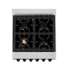 ZLINE Autograph Edition 24" 2.8 cu. ft. Dual Fuel Range with Gas Stove and Electric Oven in DuraSnow® Stainless Steel with White Matte Door and Accents - RASZ-WM-24