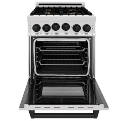 ZLINE Autograph Edition 24" 2.8 cu. ft. Range with Gas Stove and Gas Oven in DuraSnow® Stainless Steel with Champagne Bronze Accents - RGSZ-SN-24