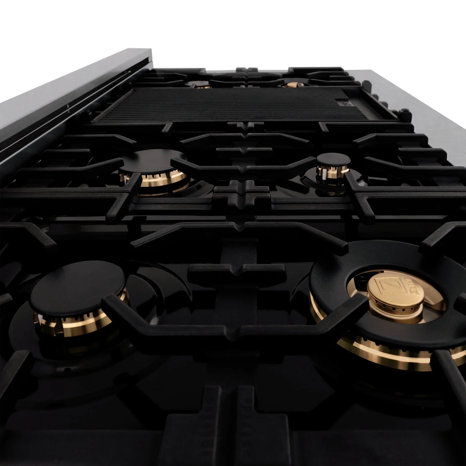 ZLINE 48-Inch Porcelain Gas Stovetop in Fingerprint Resistant Stainless Steel with 7 Gas Brass Burners and Griddle - RTS-BR-GR-48