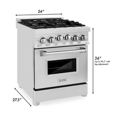 ZLINE 24-Inch Gas Range with 2.8 cu. ft. Gas Oven and Gas Cooktop with Griddle in Stainless Steel - RG-GR-24