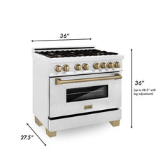 ZLINE Autograph Edition 36" 4.6 cu. ft. Dual Fuel Range with Gas Stove and Electric Oven in DuraSnow® Stainless Steel with Accents - RASZ-SN-36