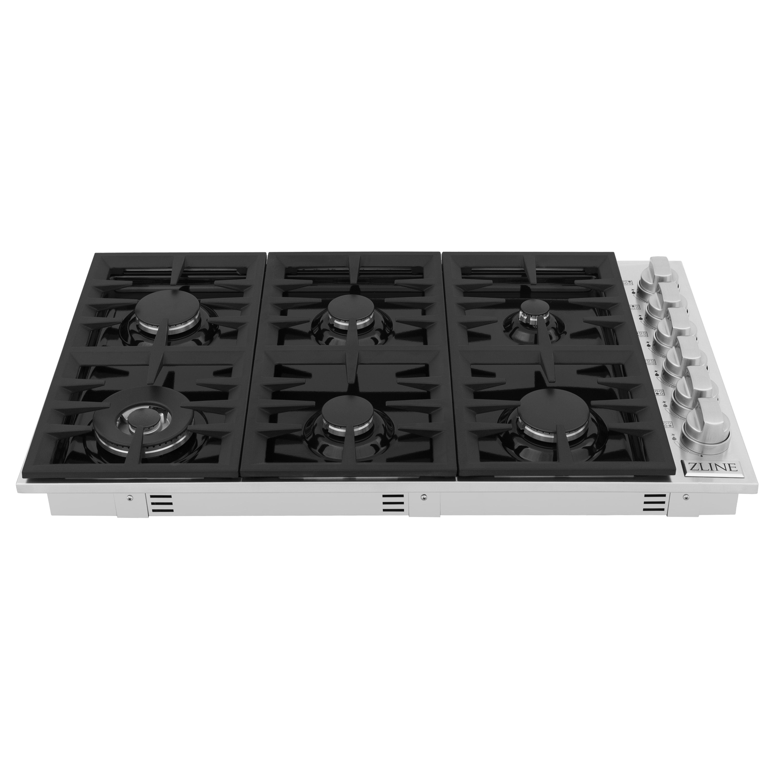 ZLINE 36" Dropin Gas Stovetop with 6 Gas Burners and Black Porcelain Top - RC36-PBT