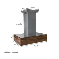 ZLINE 42" Remote Blower Ducted Designer Series Wooden Wall Mount Range Hood in Butcher Block (681W-RS-42-400)