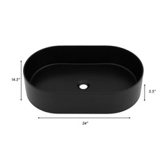 ZLINE 24 Inch Siena Oval Vessel Bath Sink in Matte Black, SK-QVO-MB-24