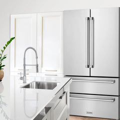 ZLINE 36-Inch 22.5 cu. ft Freestanding French Door Refrigerator with Ice Maker and Water Filter in Fingerprint Resistant Stainless Steel - RFM-WF-36