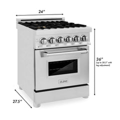 ZLINE 24-Inch 2.8 cu. ft. Electric Oven and Gas Cooktop Dual Fuel Range with Griddle and Brass Burners in Stainless Steel - RA-BR-GR-24