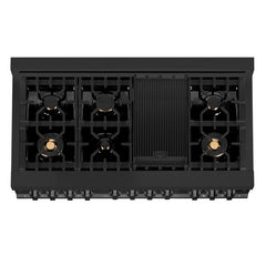 ZLINE 60" Dual Fuel Range with Gas Stove and Electric Oven in Black Stainless Steel with Brass Burners - RAB-60
