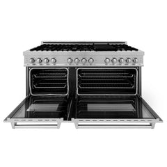 ZLINE 60-Inch Dual Fuel Range with 7.4 cu. ft. Electric Oven and Gas Cooktop and Griddle in DuraSnow Fingerprint Resistant Stainless Steel - RAS-SN-GR-60