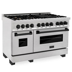 ZLINE Autograph Edition 48" 6.0 cu. ft. Dual Fuel Range with Gas Stove and Electric Oven in DuraSnow® Stainless Steel with Accents - RASZ-SN-48