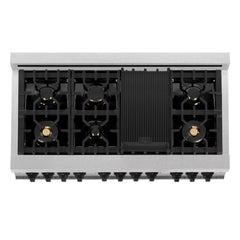 ZLINE Autograph Edition 48" 6.0 cu. ft. Dual Fuel Range with Gas Stove and Electric Oven in DuraSnow® Stainless Steel with White Matte Door with Accents - RASZ-WM-48