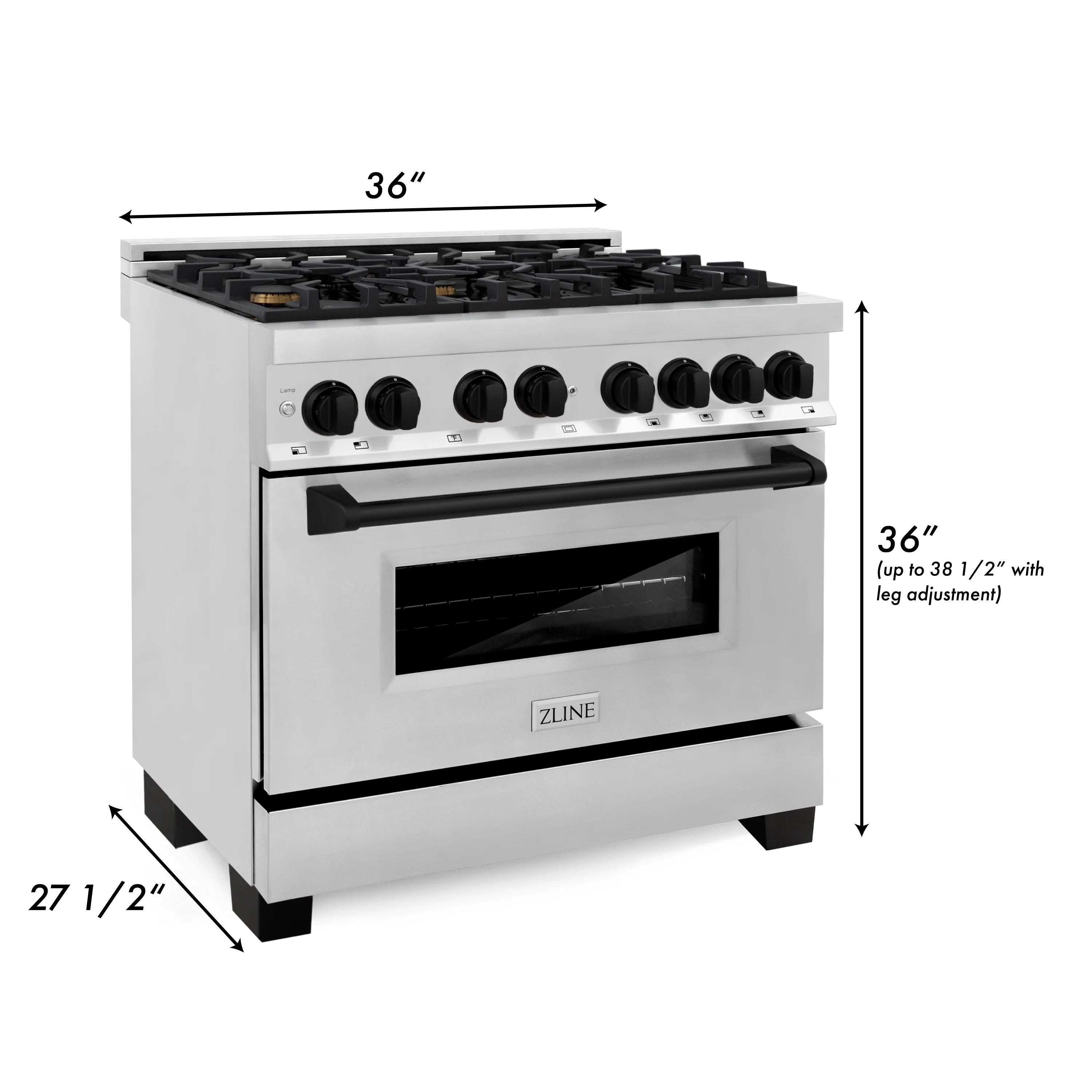 ZLINE Autograph Edition 36" 4.6 cu. ft. Dual Fuel Range with Gas Stove and Electric Oven in Stainless Steel with Accents - RAZ-36