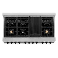ZLINE Autograph Edition 48" 6.0 cu. ft. Dual Fuel Range with Gas Stove and Electric Oven in Stainless Steel with White Matte Door with Accents - RAZ-WM-48