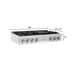 ZLINE 48" Porcelain Gas Stovetop with 7 Gas Burners and Griddle - RT48