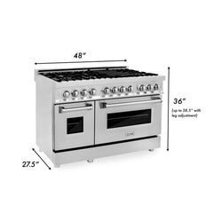ZLINE 48-Inch 6.0 cu. ft. Electric Oven and Gas Cooktop Dual Fuel Range with Griddle in Stainless Steel - RA-GR-48