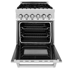 ZLINE 24-Inch 2.8 cu. ft. Electric Oven and Gas Cooktop Dual Fuel Range with Griddle and Brass Burners in Stainless Steel - RA-BR-GR-24