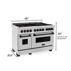 ZLINE Autograph Edition 48" 6.0 cu. ft. Dual Fuel Range with Gas Stove and Electric Oven in DuraSnow® Stainless Steel with Accents - RASZ-SN-48