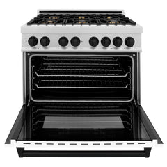 ZLINE Autograph Edition 36" 4.6 cu. ft. Dual Fuel Range with Gas Stove and Electric Oven in DuraSnow® Stainless Steel with White Matte Door and Accents - RASZ-WM-36