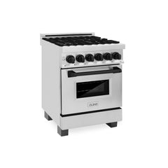 ZLINE Autograph Edition 24" 2.8 cu. ft. Dual Fuel Range with Gas Stove and Electric Oven in Stainless Steel with Accents - RAZ-24