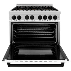 ZLINE Autograph Edition 36" 4.6 cu. ft. Dual Fuel Range with Gas Stove and Electric Oven in Stainless Steel with White Matte Door and Accents - RAZ-WM-36