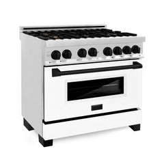 ZLINE Autograph Edition 36" 4.6 cu. ft. Dual Fuel Range with Gas Stove and Electric Oven in Stainless Steel with White Matte Door and Accents - RAZ-WM-36