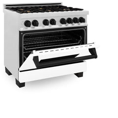 ZLINE Autograph Edition 36" 4.6 cu. ft. Dual Fuel Range with Gas Stove and Electric Oven in DuraSnow® Stainless Steel with White Matte Door and Accents - RASZ-WM-36