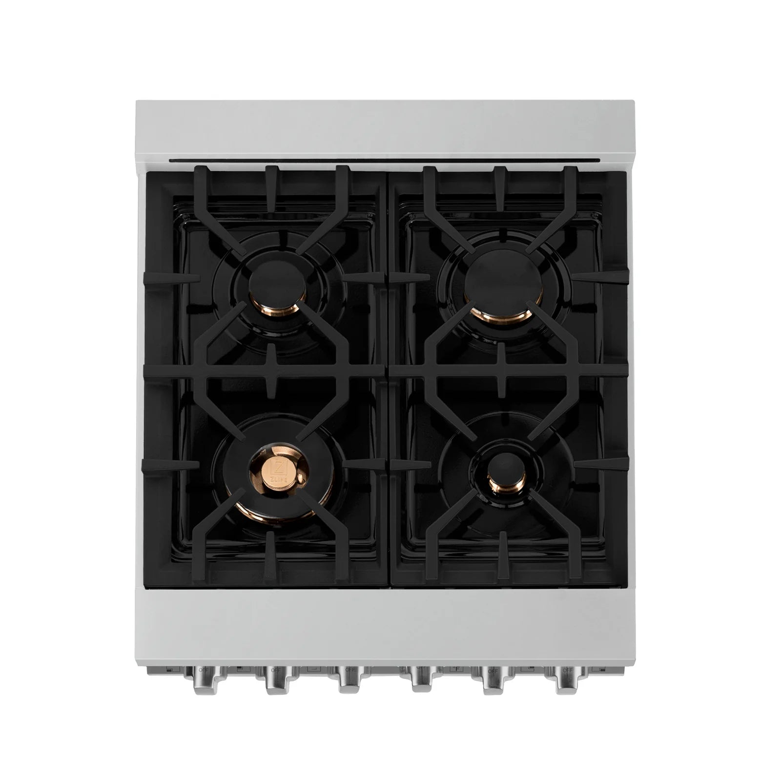 ZLINE 24-Inch Gas Range with 2.8 cu. ft. Gas Oven and Gas Cooktop with Griddle and Brass Burners in Stainless Steel - RG-BR-GR-24