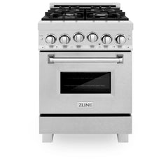 ZLINE 24-Inch Gas Range with 2.8 cu. ft. Gas Oven and Gas Cooktop with Griddle in Fingerprint Resistant Stainless Steel - RGS-SN-GR-24