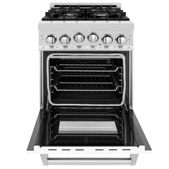 ZLINE 24-Inch Gas Range with 2.8 cu. ft. Gas Oven and Gas Cooktop with Griddle and White Matte Door in Fingerprint Resistant Stainless Steel - RGS-WM-GR-24